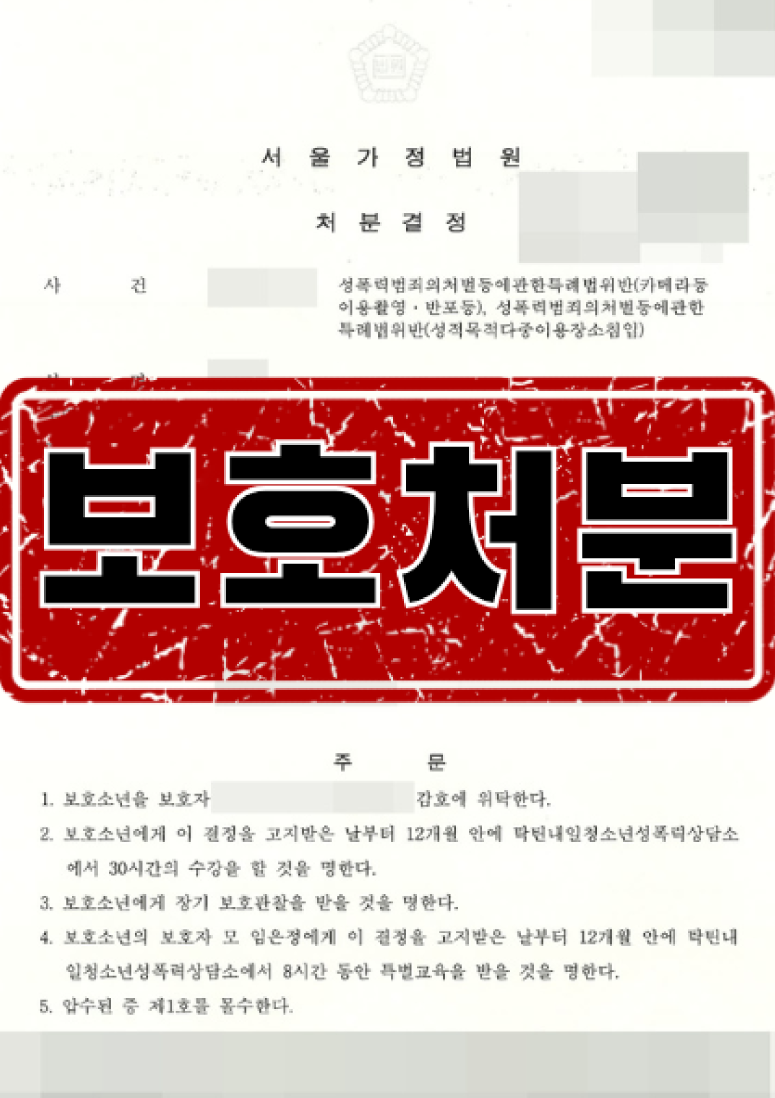 카메라등이용촬영·반포, 성적목적을위한다중이용장소침입 보호처분